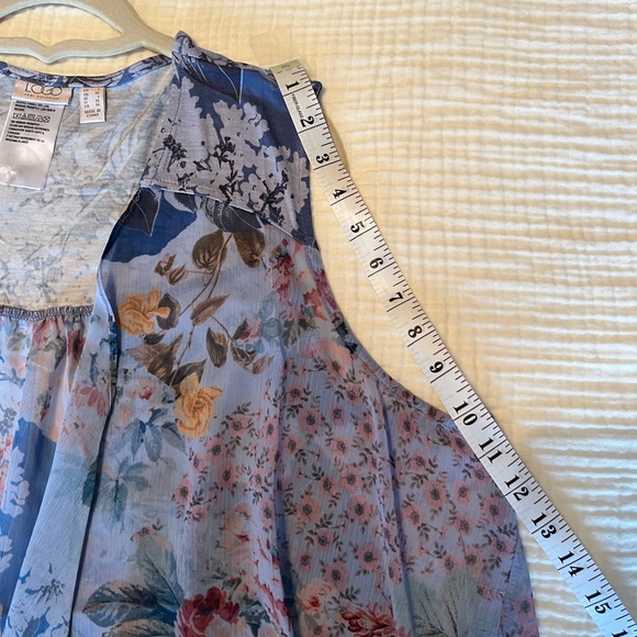 LOGO by Lori Goldstein Floral Sheer Tooper Size Large - Picture 8 of 9